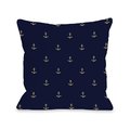One Bella Casa One Bella Casa 74994PL16 16 x 16 in. Tiny Anchor Pattern Pillow - Navy 74994PL16